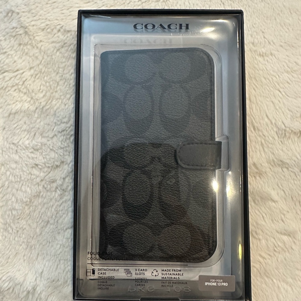 Coach Black Phone wallet case for IPhone 13 Pro